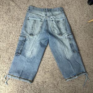 Vintage Y2K Delf Cargo Baggy Denim Shorts Mens 36x22 Wide Leg Loose Fit Rare VTG